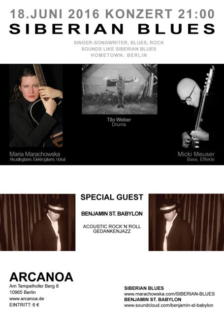Samstag, 18. Juni 2016 um 20:00 2016 LIVE CONCERT  SIBERIAN BLUES   - Sonstige Kontakte - Berlin