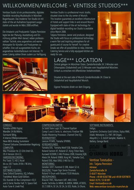 170qm Tonstudio mit Aufnahmeraum 35pm und äkustisch ausgemeßener Regie - Tonstudio - München