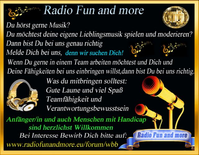 RADIO FUN AND MORE sucht Moderatoren - Dj - Eschweiler