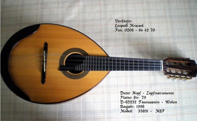 Hopf Mandoline Bj. 1996 zu verkaufen - Saiteninstrumente Akustisch - Oberhausen - Alstaden Ost